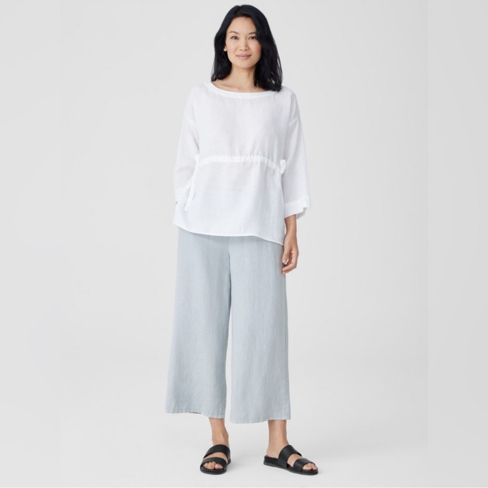 NWT Eileen Fisher Garment-Dyed Organic Linen Wide-Leg Pant - Picture 4 of 6